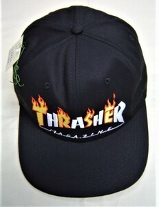 セール 30% OFF THRASHER スラッシャー 3131364 FLAME MAG ロゴ キャップ 綿 黒 F 帽子 男女兼用 野球帽 新品 インポート