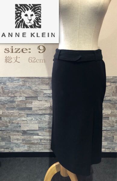 * ANNE KLEIN アン クライン 膝丈 スカート 9 M 黒 フォーマル