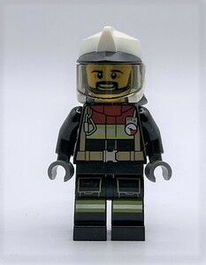 即決 新品 未使用　レゴ LEGO ミニフィグ　消防士　ミニフィギュア 　シティ　タウン　ヒゲの男の人