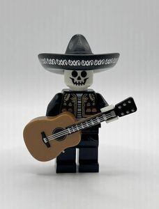即決 未使用 レゴ LEGO ミニフィグ ミニフィギュア スカル　マリアッチ メキシカンハット　ギター　スカルヘッド　スケルトン