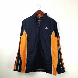 大きいサイズ adidas アディダス Lサイズ相当 メンズ 紺 ネイビー オレンジ ウィンドブレーカー ナイロン スポーツ 防風 機能素材 ウェア