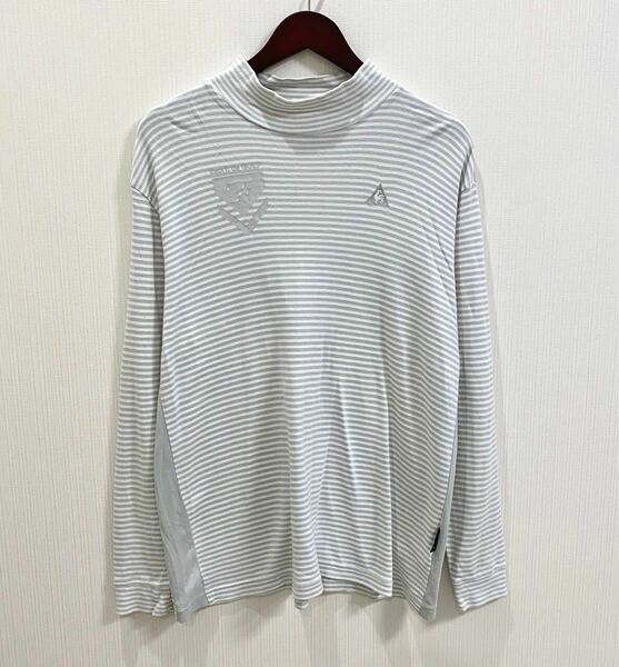 大きいサイズ lecoqsportif ルコックスポルティフ メンズ 長袖 Tシャツ ハイネック ボーダー グレー LL XL 2L ゴルフ golf スポーツ ウェア