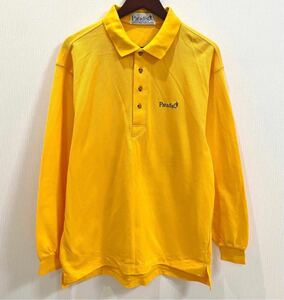 大きいサイズ PARADISO パラディーゾ メンズ 長袖 ポロシャツ イエロー 黄色 ロゴ LL 2L XL ゴルフ golf スポーツ ウェア コットン