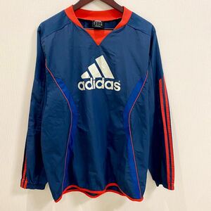 大きいサイズ adidas アディダス メンズ ウインドブレーカー ネイビー 紺色 レッド 赤色 O L相当 ロゴ スポーツ トレーニング カジュアル