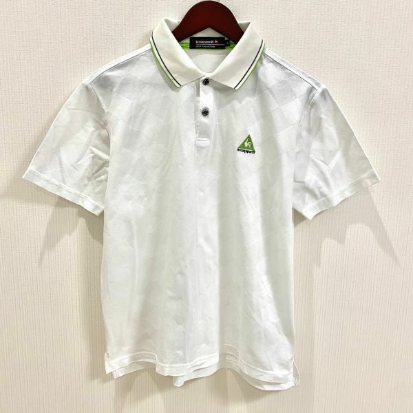 吸水速乾 le coq sportif ルコックスポルティフ メンズ 半袖 ポロシャツ ホワイト 白 Mサイズ ゴルフ golf スポーツ ウェア 機能素材