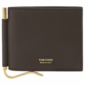トムフォード 二つ折り財布 TOM FORD Y0231T LCL158 U7051 マネークリップ付 小銭入れ無し チョコレート メンズ ウォレット