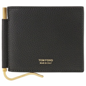 トムフォード 二つ折り財布 TOM FORD Y0231T LCL158 U9000 マネークリップ付 小銭入れ無し ブラック メンズ ウォレット