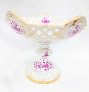 Meissen Meissen Comport Indian Pink Pink Pink Antique Western Ceramics Senki Rare Rare ◇ EH327 ◇ 100
