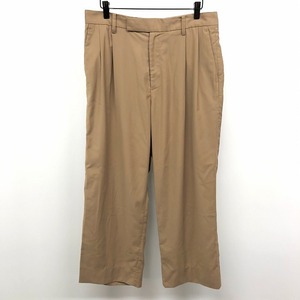 HARE Hare L men's thin wide pants tapered plain 2 tuck long polyester × rayon × polyurethane beige Brown light brown group 