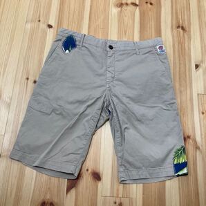 FRANKLIN MARSHALL SKINNY FIT SHORT ZIP ベージュ ハイビスカス柄