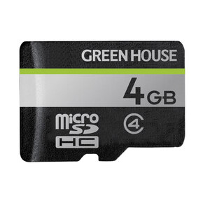 同梱可能 マイクロSDカード microSDHC 4GB ４ギガ SD変換アダプタ付き ケース付き グリーンハウス GH-SDM-D4G/8042