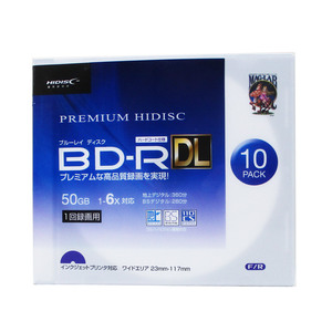 送料無料 BD-R DL 録画用ブルーレイ 10枚パック 2層 50GB 6倍速 スリムケース入り HIDISC HDVBR50RP10SC/0758ｘ２個セット/卸