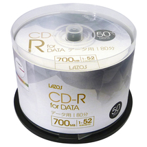 同梱可能 CD-R 50枚組スピンドルケース入 700MB for DATA 1-52倍速対応 ホワイトワイド印刷対応 L-CD50P/2587 Lazosｘ１個_画像1