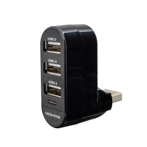 同梱可能 USBハブ 3ポート 180度回る回転コネクタ搭載 GH-HB2A3A-BK/7106 ブラック