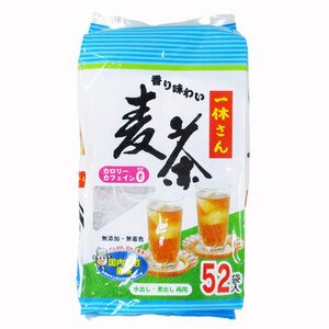 送料無料 麦茶ティーバッグ むぎ茶 水出し/煮出しＯＫ！ 一休さん 52Pｘ１袋 　　　国内焙煎 無添加・無着色