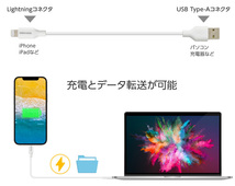 送料無料メール便 ライトニングケーブル USB Type-A to Lightning グリーンハウス １メートル ホワイト GH-ALTUG100-WH/4754ｘ１本_画像3