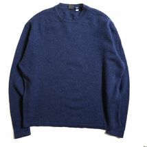 90's ギャップ GAP クルーネック ウール ニットセーター 紺 (XL) ネイビー リブ無し ラムウール 90年代 旧タグ オールド_画像2