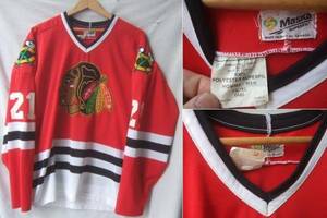 * Canada made Vintage MaskaNHL Chicago black Hawk s hockey T-shirt Stan * Miki ta21 number permanent missing number *