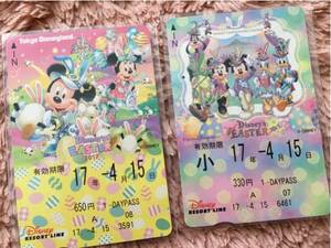 ★ディズニーリゾートライン 使用済みパス イースター2017 ２種セット★TDL TDS★ディズニーランド34周年 開園日