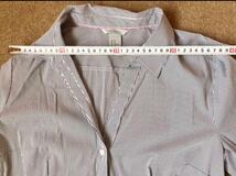 まとめ売り！H&Mエイチアンドエムストレッチ素材の長袖シャツブラウス40M-Lまとめて2点セット♪白×水色 &白×黒ストライプ_画像7