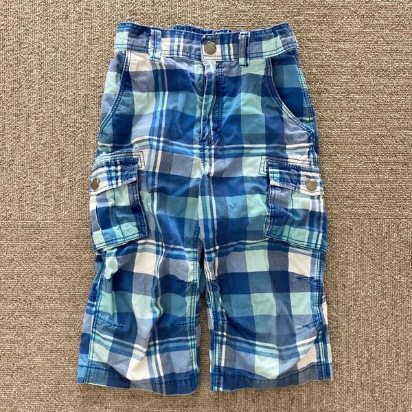 【美品】H&M エイチアンドエム ハーフパンツ 半ズボン チェック アジャスターゴム 120 130 140 ワークパンツ カーゴパンツ F.O.KIDS好きも