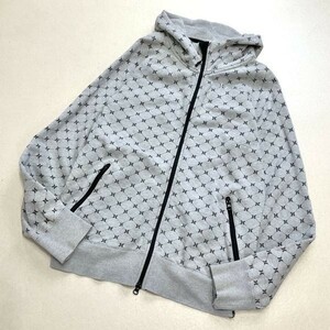 Hurley ハーレー 総柄 フルジップ パーカー メンズ Lサイズ グレー アウトドア