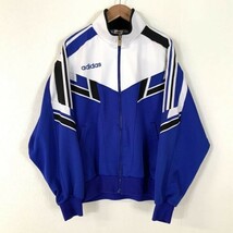 雰囲気抜群 90‘s adidas アディダス マルチカラー トラックトップ ジャージ メンズ Oサイズ ブルー ホワイト_画像1