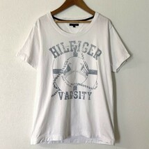 人気 定番 TOMMY HILFIGER トミーヒルフィガー ビッグプリント 半袖 tシャツ メンズ M ホワイト_画像1