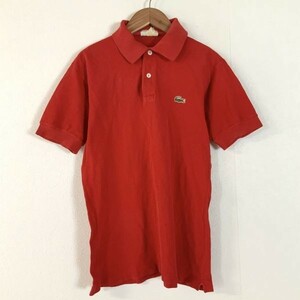 希少 70‘s French LACOSTE フレンチラコステ ビンテージ 半袖 ポロシャツ メンズ サイズ3 S レッド 赤 抜群なシルエット