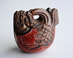 唐物　木魚型　香合　幅約５．１×高さ４．３ｃｍ　茶道具　中国古玩