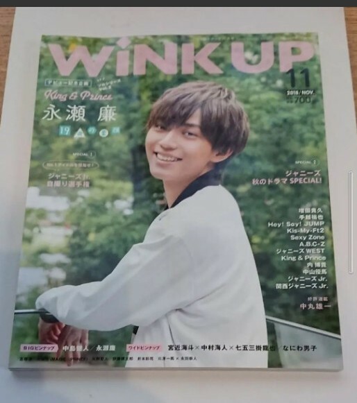 WINK UP 2018年11月号 表紙　永瀬廉