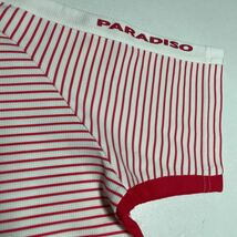 パラディーゾ PARADISO 白 ホワイト 赤 レッド ゴルフ トレーニング用 ハーフジップ 半袖シャツ 女性用Lサイズ_画像5