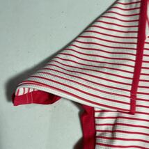 パラディーゾ PARADISO 白 ホワイト 赤 レッド ゴルフ トレーニング用 ハーフジップ 半袖シャツ 女性用Lサイズ_画像7
