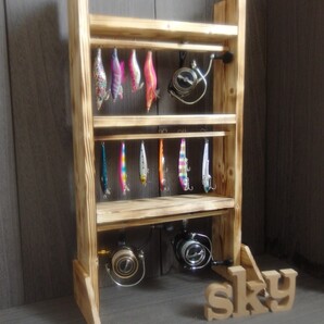 リールスタンド ルアーホルダー炙り加工完成品