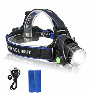 LED ヘッドライト 超軽量 小型 3点灯モード 防水 ズーム機能 角度調整 2000ルーメン 夜釣り 夜間 作業灯 ヘッドランプ