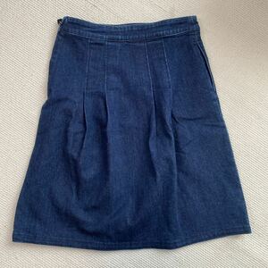  Agnes * beige! box pleat Denim skirt 36