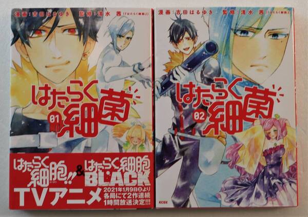 コミック「はたらく細菌 01&02 2冊セット 漫画:吉田はるゆき 監修:清水茜 講談社KCDX」 古本イシカワ