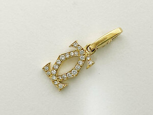 送料無料 Cartier カルティエ ペンダント トップ 2Ｃ チャーム 750 Ｋ１８ YG イエローゴールド ダイヤ 美品