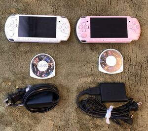 PSP 本体2台+ モンハン3rd 2個 + 電源ケーブル2個 (2台ともバッテリー無し)