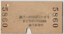 異 影文字　国鉄　A硬緑　銚子から東京電環　八街経由　銚子－両国間以外2等　S41_画像2