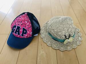 GAP　F.O.インターナショナル　52~54㎝　女の子　キャップ　麦わら　帽子セット