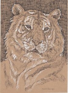 Art hand Auction ☆Originalillustration Anna Smarschuk Tiger I, Kunstwerk, Malerei, Bleistiftzeichnung, Kohlezeichnung