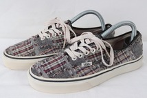 バンズ オーセンティック US7 25.0cm位/ VANS AUTHENTIC キャンパス地 グレー チェック柄 中古 古着 メンズ レディース et1620_画像1