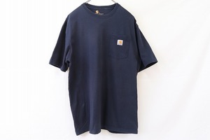 カーハート Tシャツ L ポケT 紺 ネイビー carhartt 大きめ 大きいサイズ ビッグサイズ 半袖 クルーネック メンズ 古着 中古 st13