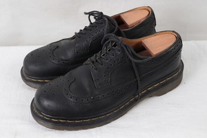 ドクターマーチン UK6/24.5cm～25.0cm/5ホール ウイングチップ 黒 ブラック ブーツ レザー メンズ レディース drmartens 古着 中古 dm3416