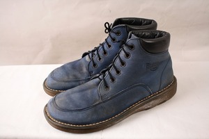 英国製 ドクターマーチン UK7/25.5cm-26.0cm/モックトゥ 青 ブルー ブーツ 英国靴 レザー イングランド dr.martens 中古 dh2524