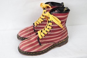  Britain made Dr. Martens UK6/24.5cm~25.0cm/8 hole stripe border boots men's lady's England used T Point dh3092