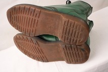 英国製ドクターマーチン UK6/24.5cm～25.0cm/8ホール 緑 グリーン ブーツ レザー drmartens イングランド 中古 dh2663_画像5