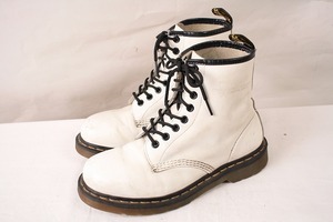 ドクターマーチン UK5/23.5cm-24.0cm/8ホール 白 ホワイト ブーツ レディース レザー 本革 dr.martens 中古 dh2867