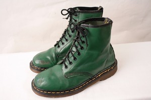  Britain made Dr. Martens UK6/24.5cm~25.0cm/8 hole green green boots leather drmartens England used dh2663